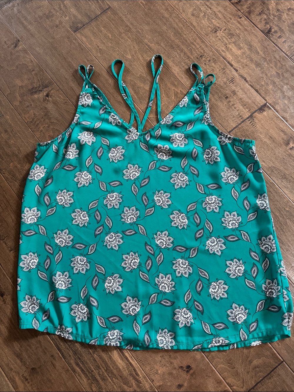 Maurices Teal Floral Double-Strap V-Neck Camisole